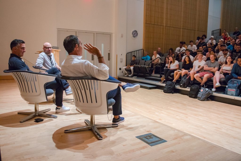 Bandier students learn from Monte and Avery Lipman, chairman and president of Republic Records during the David M. Rezak Lecture Series.