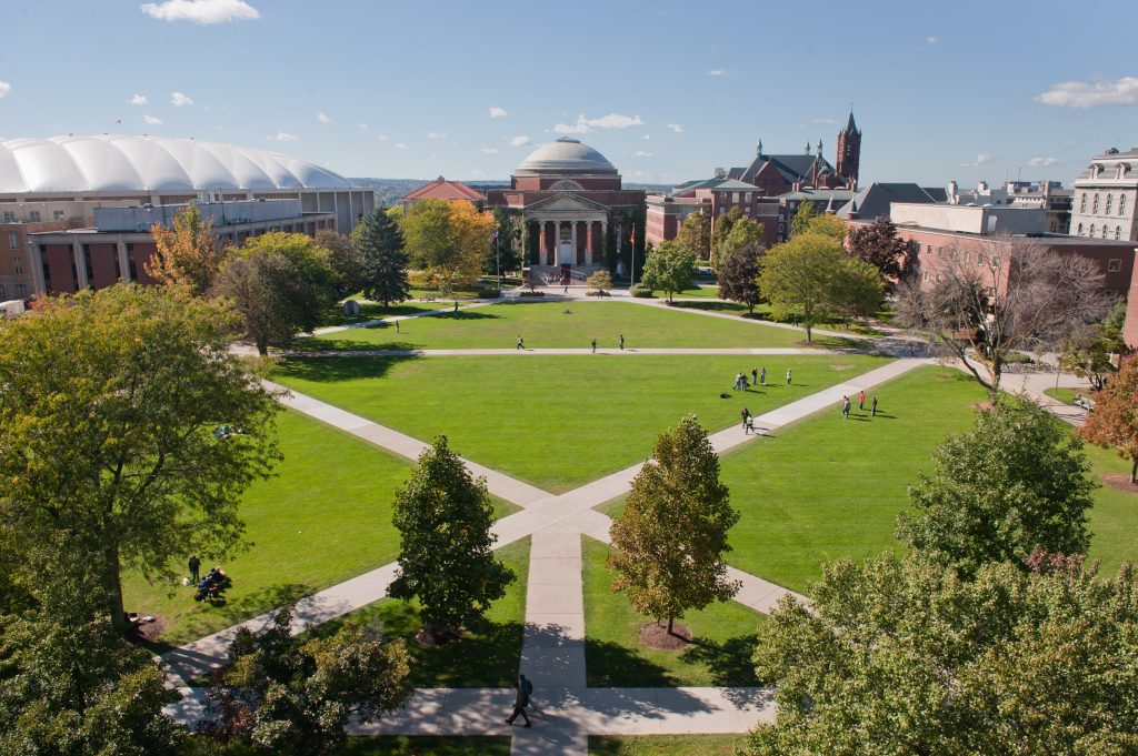 View of Hendricks Chapel and the quad.