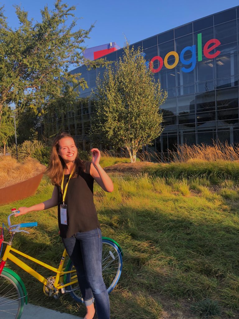 Caitlin Sanders '21 during a site visit to Google's headquarters. Photo courtesy of Caitlin Sanders.