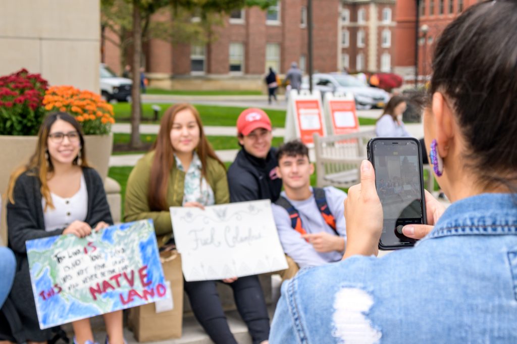 Students celebrate Indigenous Peoples' Day on campus.