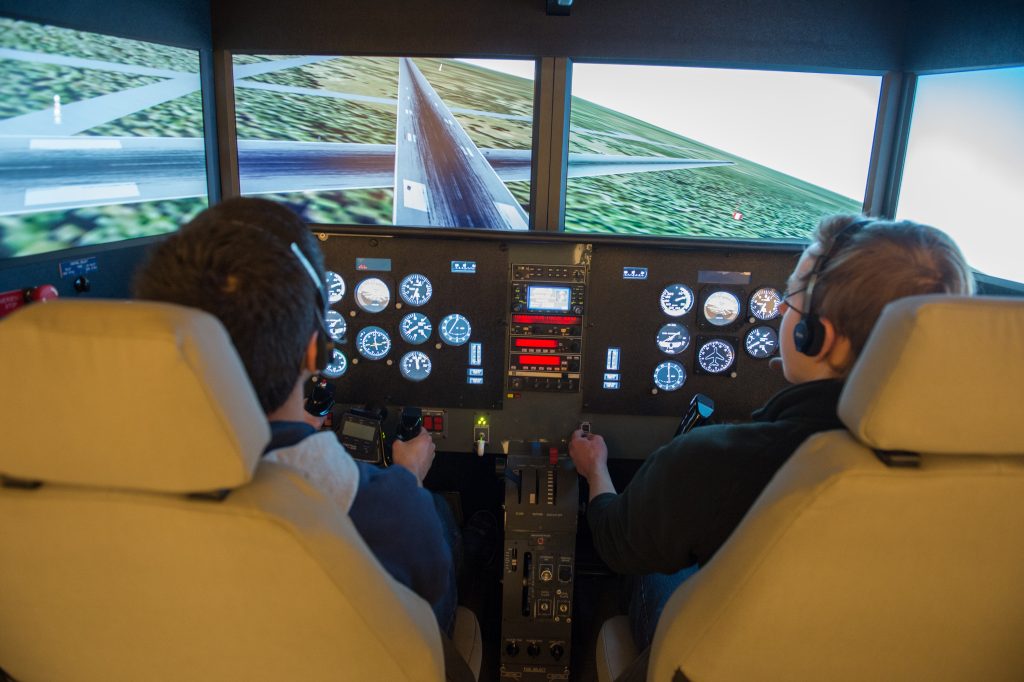 Syracuse is one of three colleges/universities nationwide to have a Fidelity MOTUS 622i flight simulator on campus.