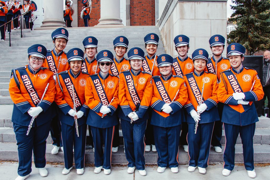 Dana '21 plays the piccolo in the Syracuse Marching Band.